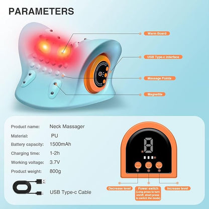 EMS Neck Massager with Heat – Electric Pulse Therapy for Neck & Shoulder Pain Relief